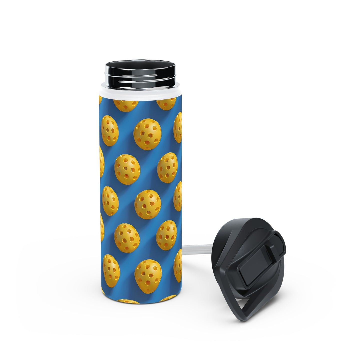 Stainless Steel Water Bottle Thermos, 18oz, 3D Pickleball - Double Wall Insulation Keeps Drinks Hot or Cold