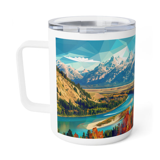 Insulated Coffee Mug with Grand Teton National Park Design, 10 oz