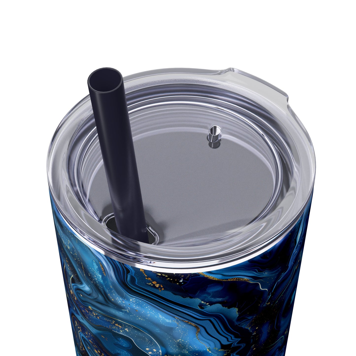 Stainless Steel Tumbler with Lid & Straw, 20 oz, Blue Agate Geode - Double-walled, Keeps Drinks Hot or Cold