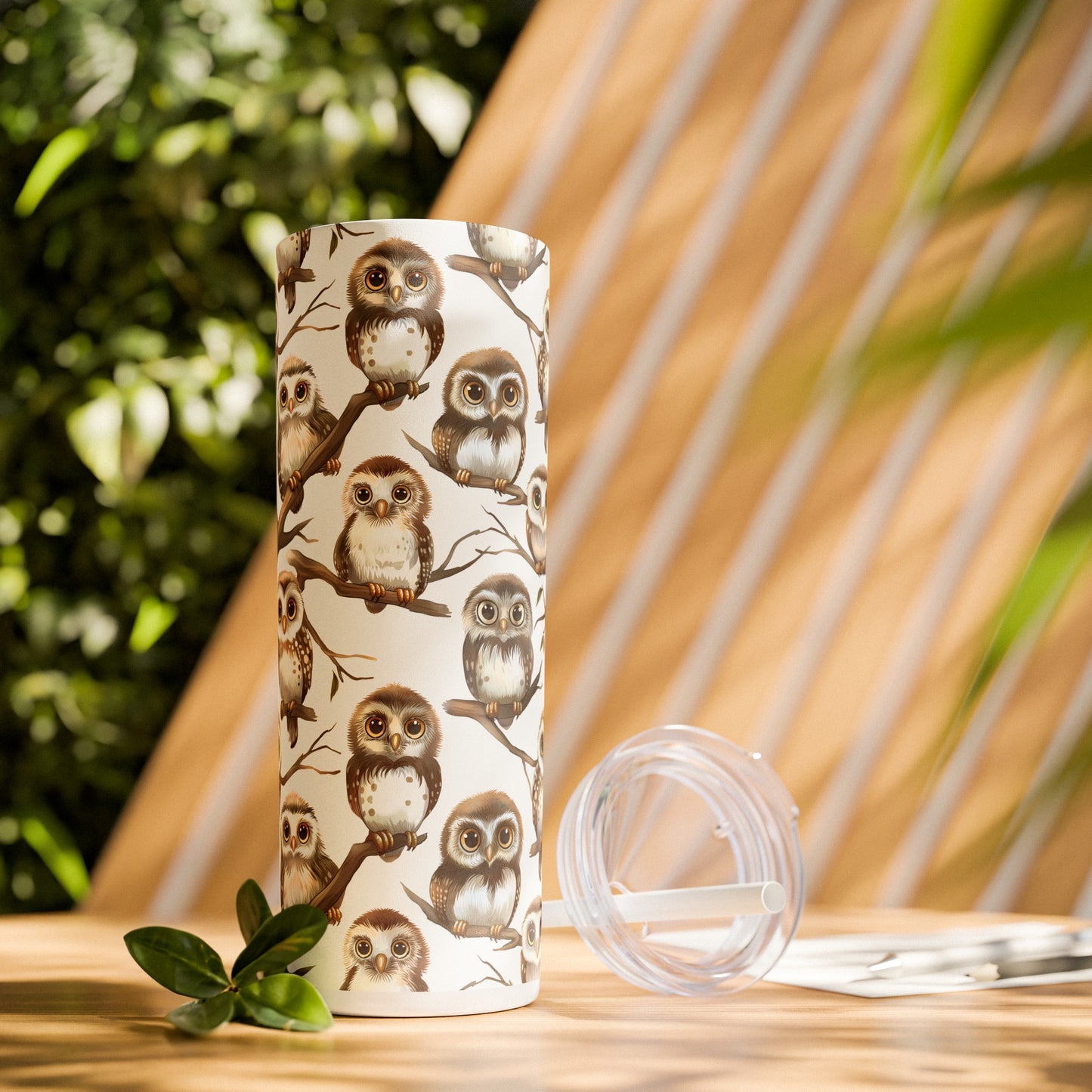 Insulated 20 oz Tumbler with Lid & Straw, Baby Owlets - Double-walled Stainless Steel, Keeps Drinks Hot or Cold