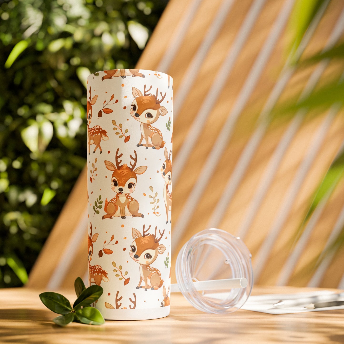 Insulated 20 oz Tumbler with Lid & Straw, Baby Deer - Double-walled Stainless Steel, Keeps Drinks Hot or Cold