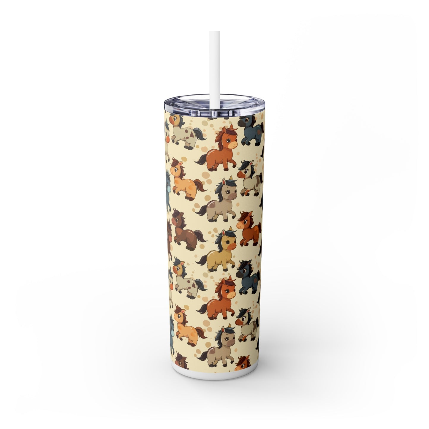 Insulated 20 oz Tumbler with Lid & Straw, Cute Baby Horses - Double-walled Stainless Steel, Keeps Drinks Hot or Cold