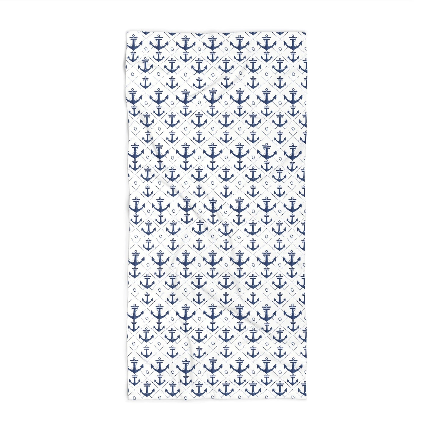 Oversized Microfiber Beach Towel with Nautical Navy Anchors Design (36" × 72")