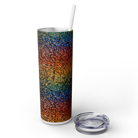 Stainless Steel Tumbler with Lid & Straw, 20 oz, Light Rainbow Glitter  - Double-walled, Keeps Drinks Hot or Cold