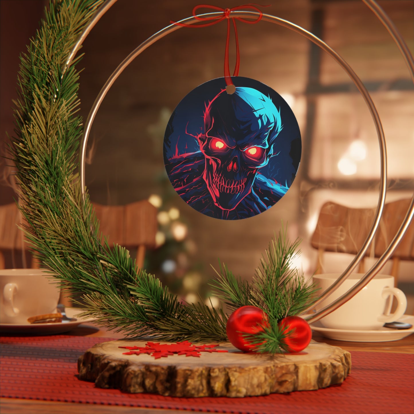 Psycho Skeleton Skull Halloween Ornament for Mini Tree Decoration