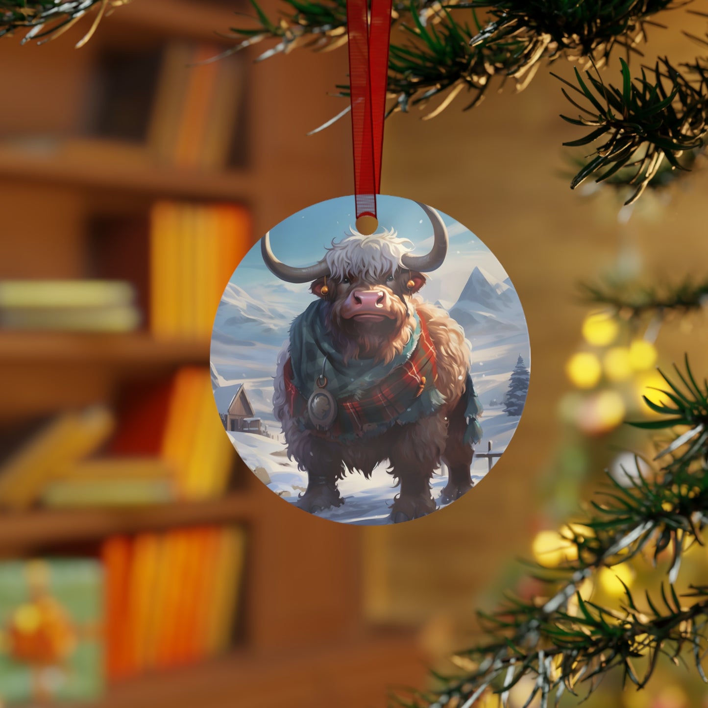 Grandpa Highland Cow, Family Christmas Ornament - Collectible for Tree or Hanging Car Ornaments