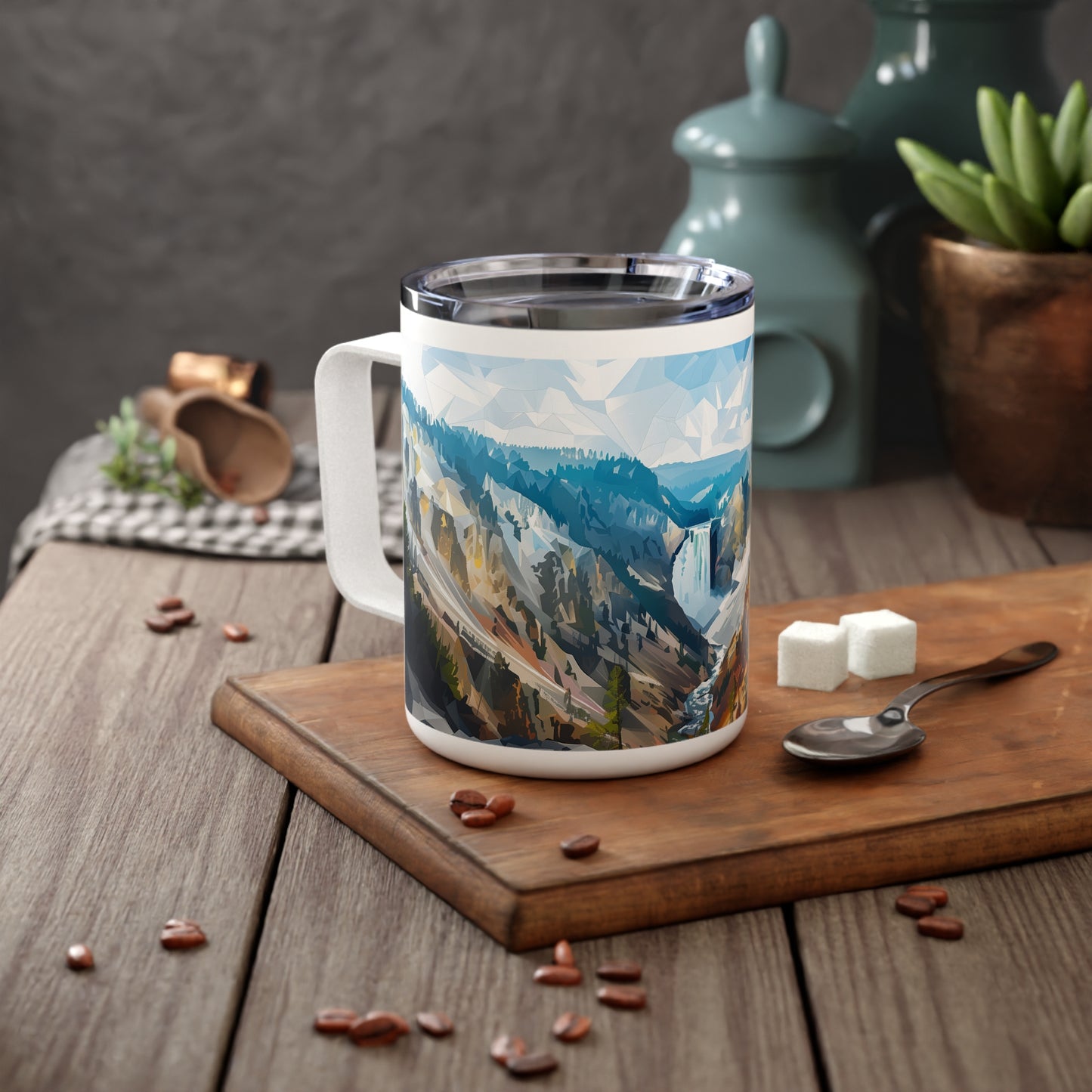 Insulated Coffee Mug with Yellowstone National Park Design, 10 oz