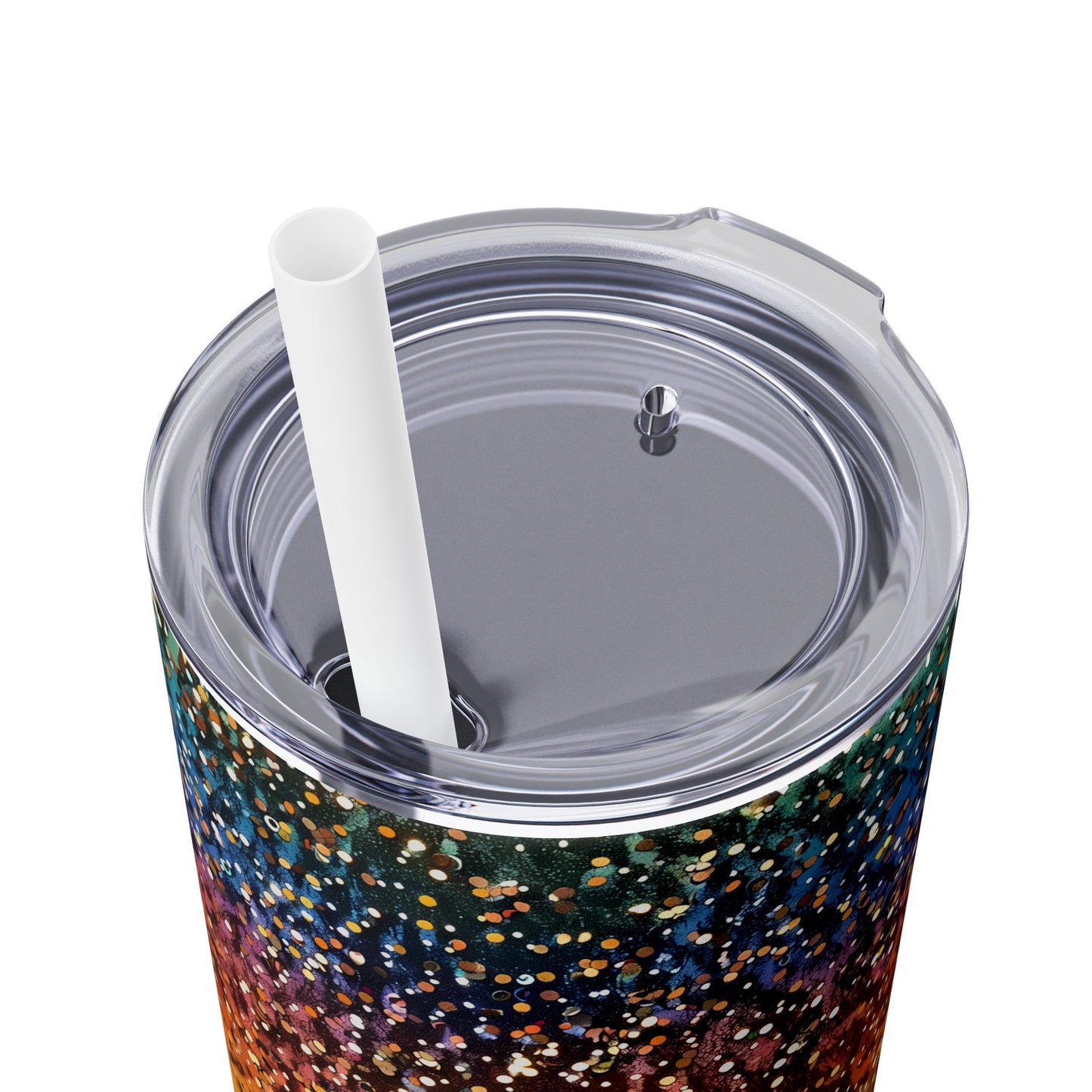 Stainless Steel Tumbler with Lid & Straw, 20 oz, Light Rainbow Glitter - Double-walled, Keeps Drinks Hot or Cold