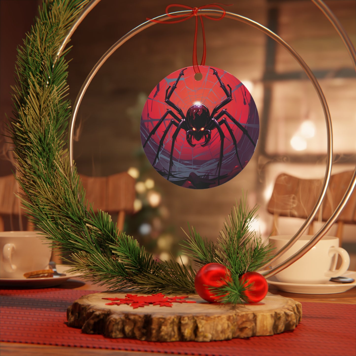 Creepy Giant Spider Halloween Ornament for Mini Tree Decoration