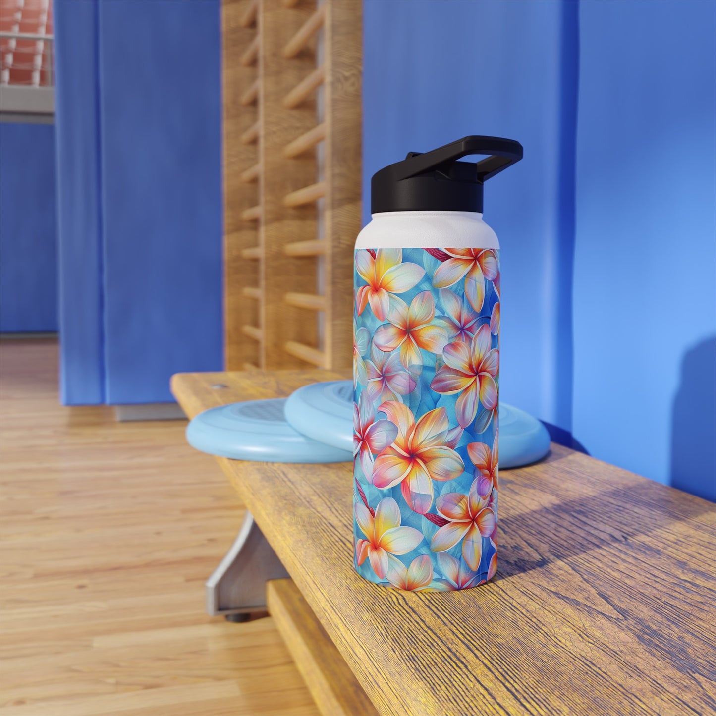 Stainless Steel Water Bottle Thermos, 32oz, Liberty Print Plumeria - Double Wall Insulation Keeps Drinks Hot or Cold