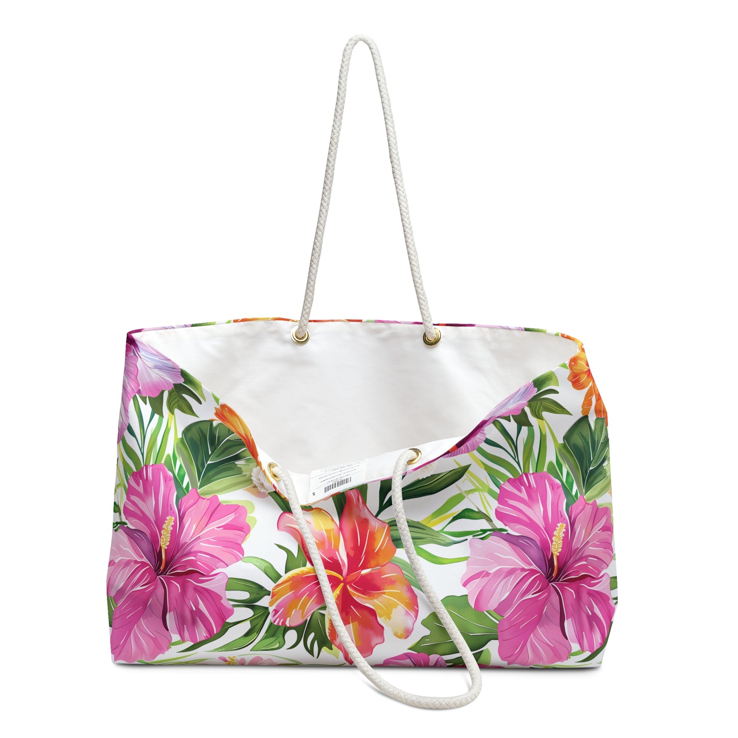 Deluxe Tropics Tote & Beach Bag with Vibrant Hibiscus Design (24" × 13" x 5.5")