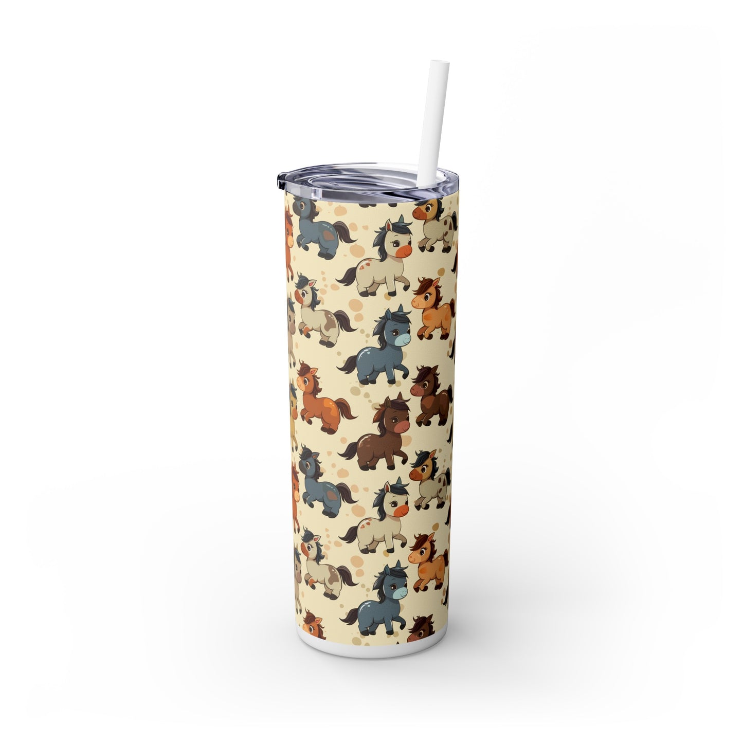 Insulated 20 oz Tumbler with Lid & Straw, Cute Baby Horses - Double-walled Stainless Steel, Keeps Drinks Hot or Cold