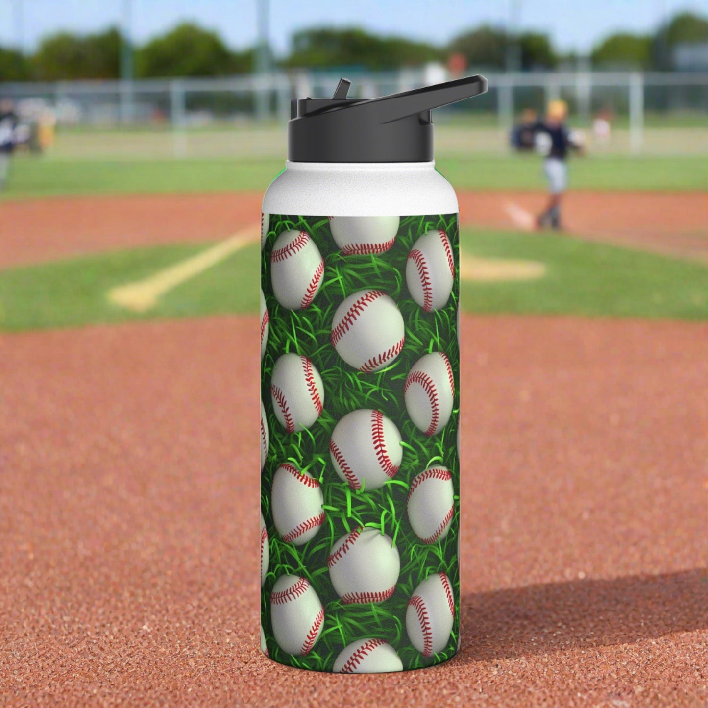 Stainless Steel Water Bottle Thermos, 32oz, 3D Baseball - Double Wall Insulation Keeps Drinks Hot or Cold