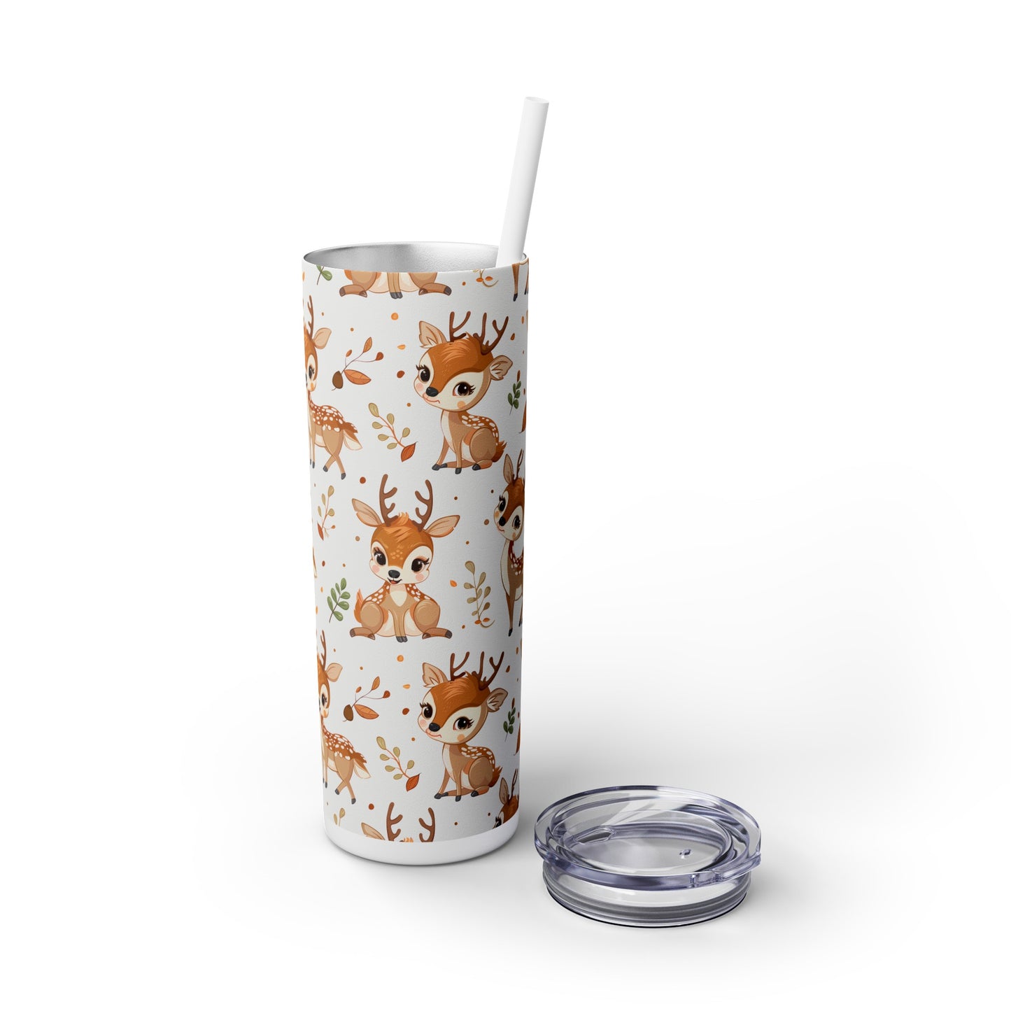 Insulated 20 oz Tumbler with Lid & Straw, Baby Deer - Double-walled Stainless Steel, Keeps Drinks Hot or Cold