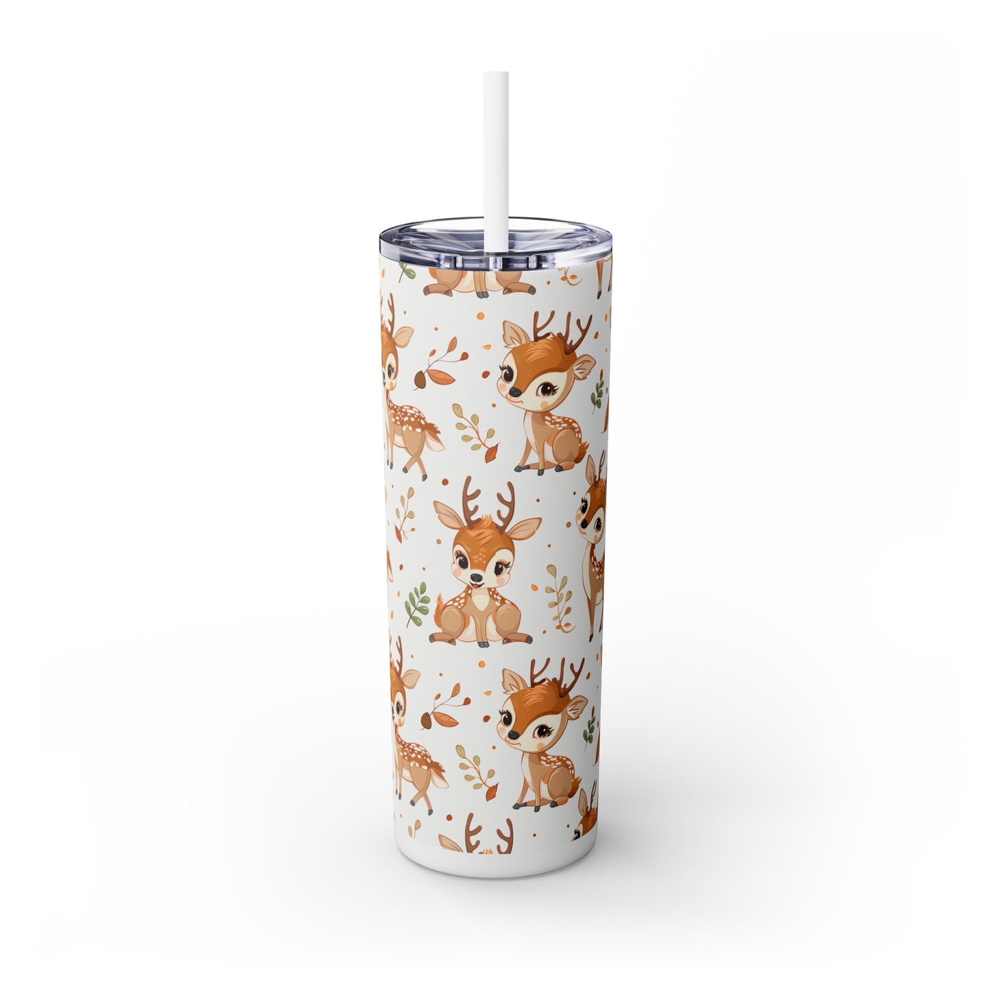 Insulated 20 oz Tumbler with Lid & Straw, Baby Deer - Double-walled Stainless Steel, Keeps Drinks Hot or Cold