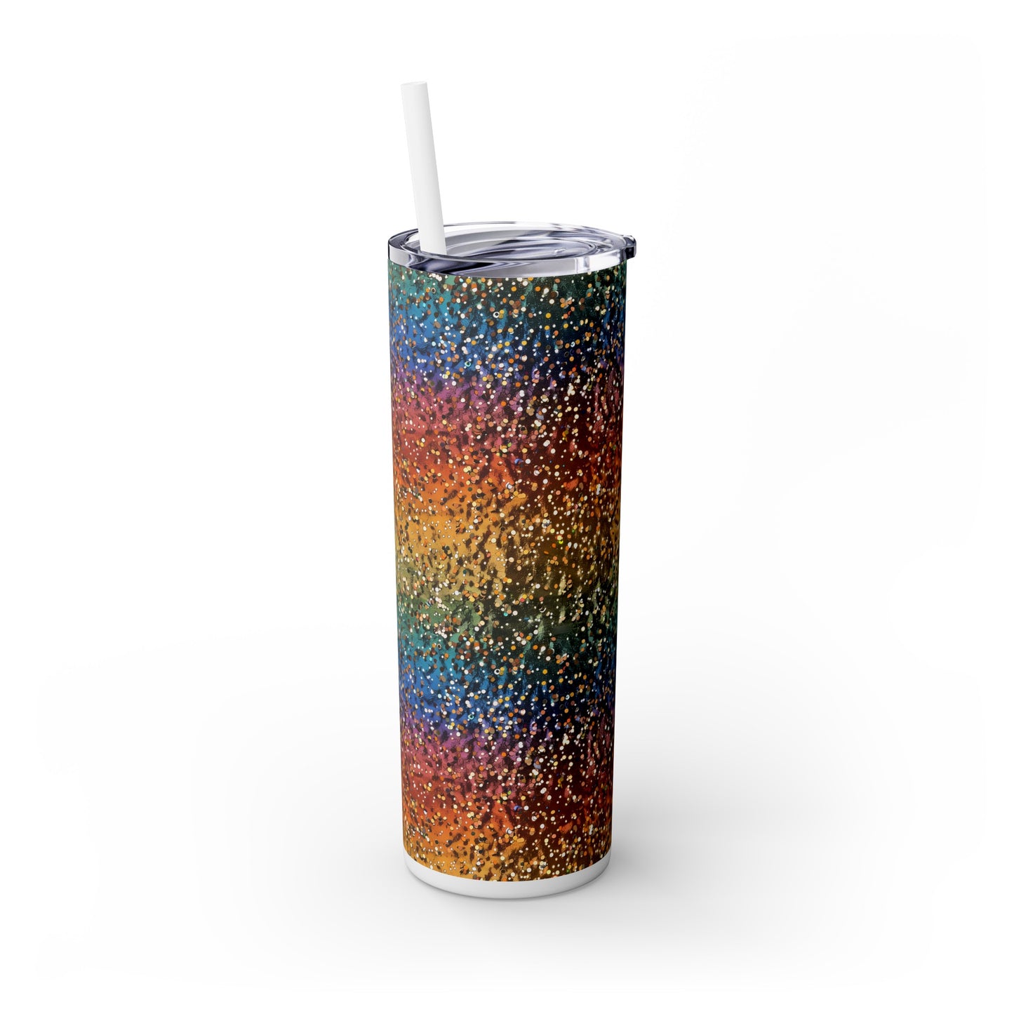Stainless Steel Tumbler with Lid & Straw, 20 oz, Light Rainbow Glitter - Double-walled, Keeps Drinks Hot or Cold