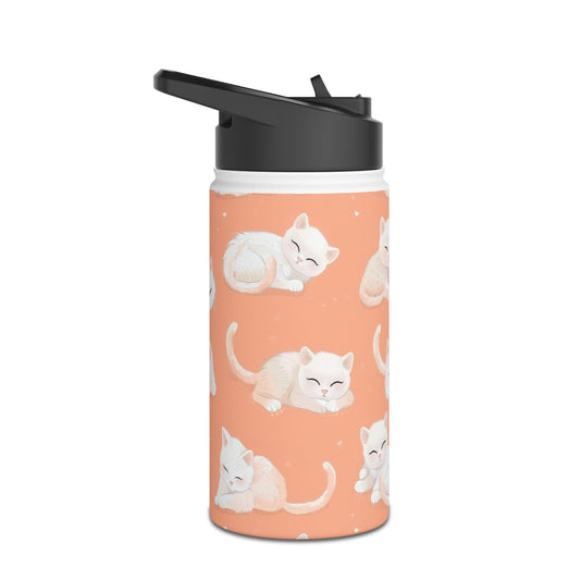 Insulated Water Bottle, 12oz, Cute Kittens - Double Walled Stainless Steel Thermos, Keeps Drinks Hot or Cold
