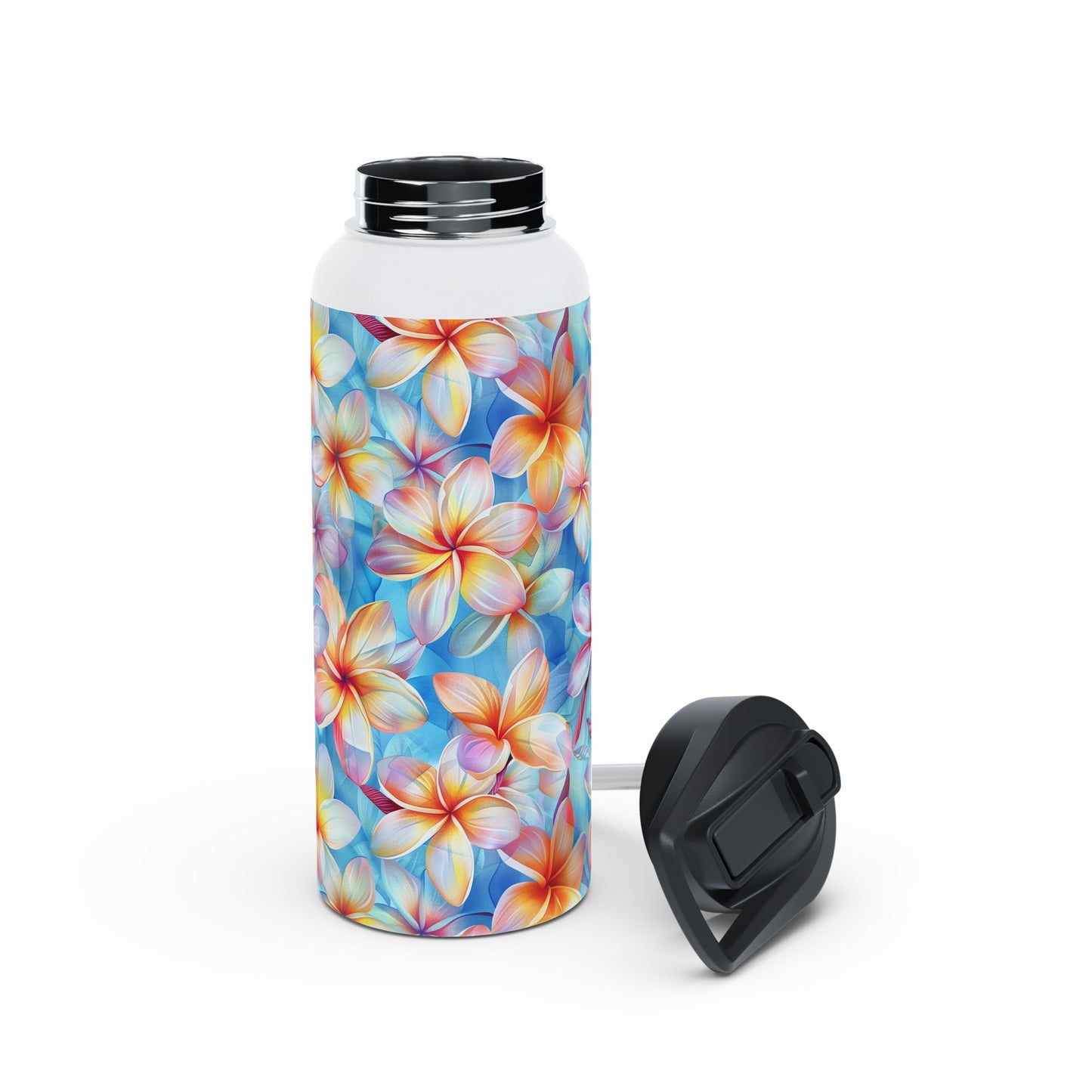 Stainless Steel Water Bottle Thermos, 32oz, Liberty Print Plumeria - Double Wall Insulation Keeps Drinks Hot or Cold