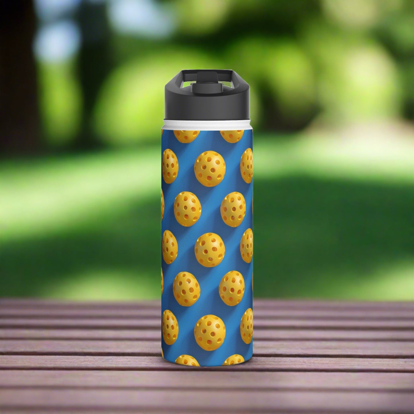 Stainless Steel Water Bottle Thermos, 18oz, 3D Pickleball - Double Wall Insulation Keeps Drinks Hot or Cold