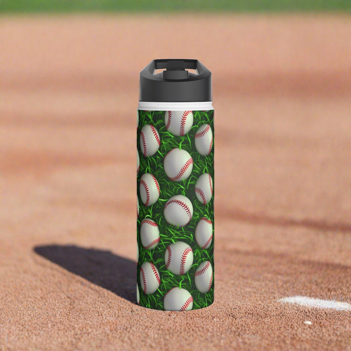 Stainless Steel Water Bottle Thermos, 18oz, 3D Baseball - Double Wall Insulation Keeps Drinks Hot or Cold