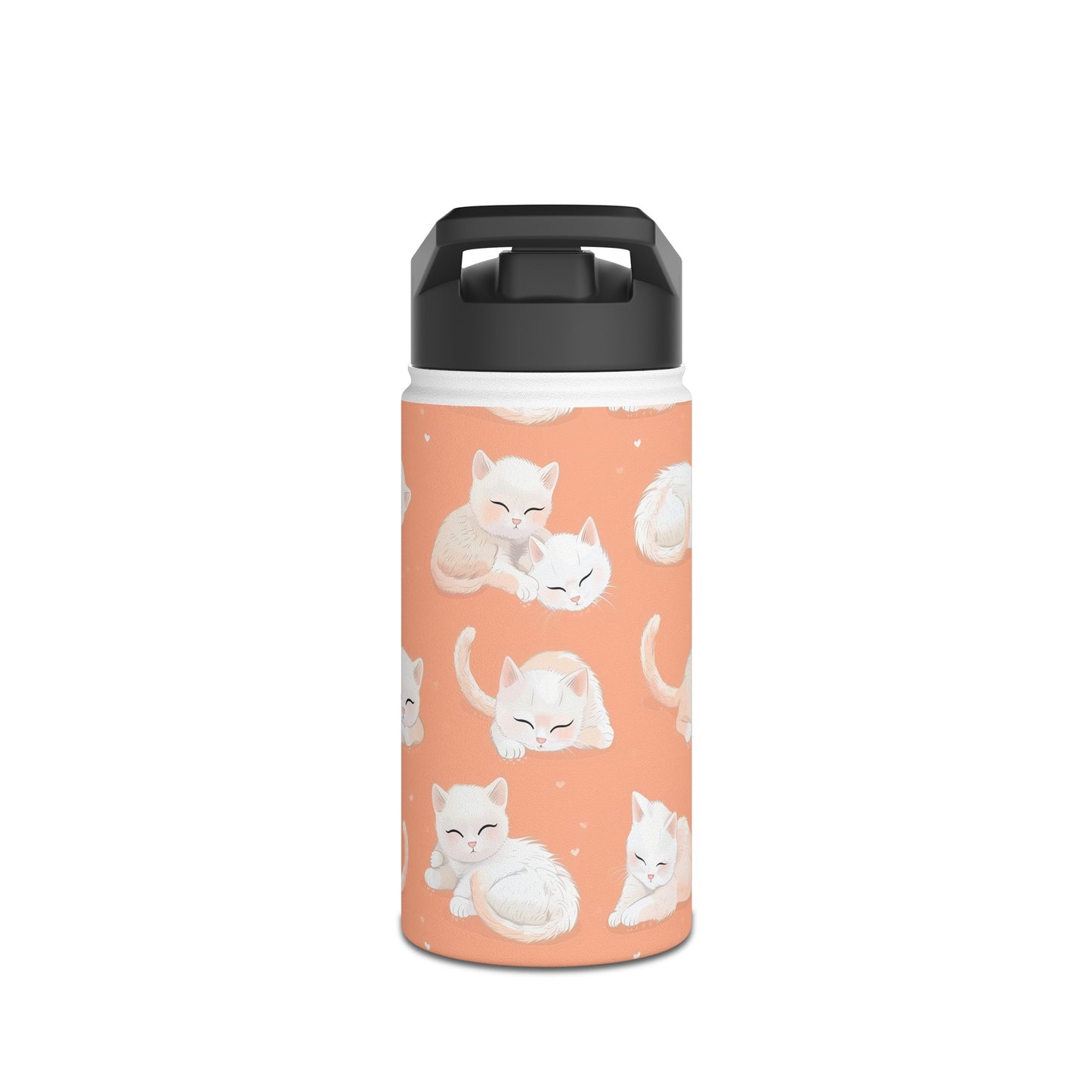 Insulated Water Bottle, 12oz, Cute Kittens - Double Walled Stainless Steel Thermos, Keeps Drinks Hot or Cold
