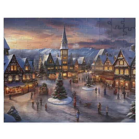 Bavarian Christmas Village Jigsaw Puzzle for Adults and Kids, Perfect Holiday Gift (110 Pieces)