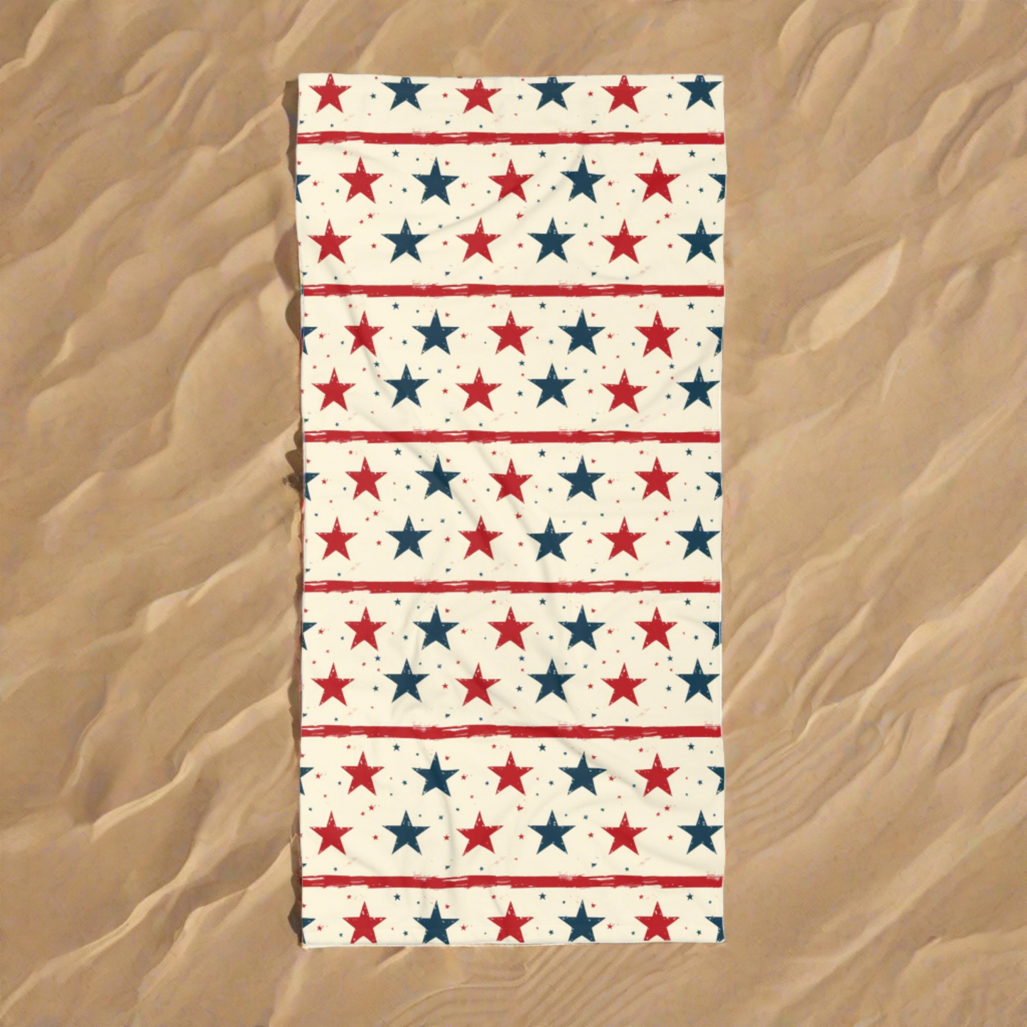 Microfiber Beach Towel with Americana Stars & Stripes Design (30" × 60")