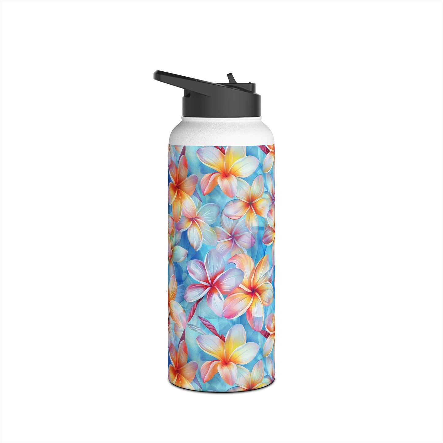 Stainless Steel Water Bottle Thermos, 32oz, Liberty Print Plumeria - Double Wall Insulation Keeps Drinks Hot or Cold