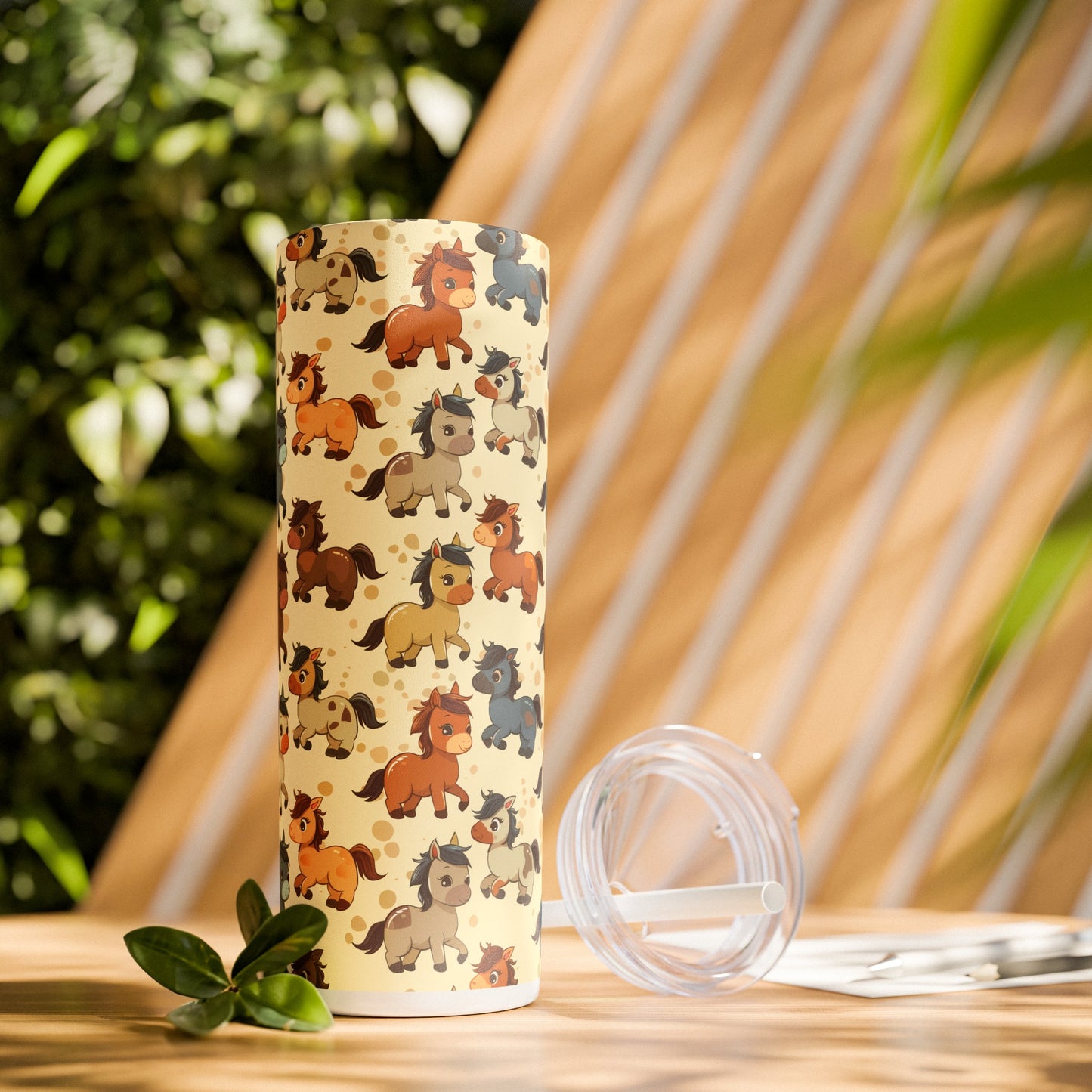 Insulated 20 oz Tumbler with Lid & Straw, Cute Baby Horses - Double-walled Stainless Steel, Keeps Drinks Hot or Cold