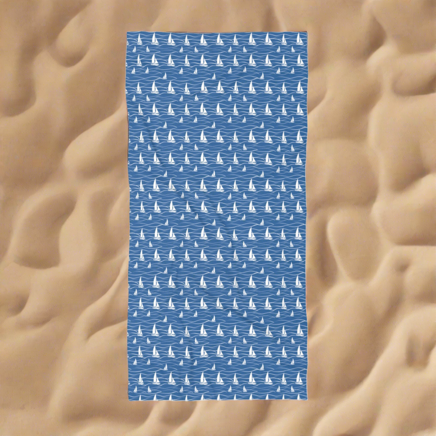 Oversized Sailboat Beach Towel with Sailboat Ocean Waves Design (36" × 72")