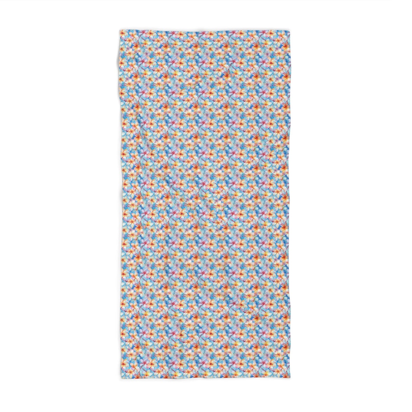 Liberty Print Beach Towel with Plumeria Design (30" × 60")