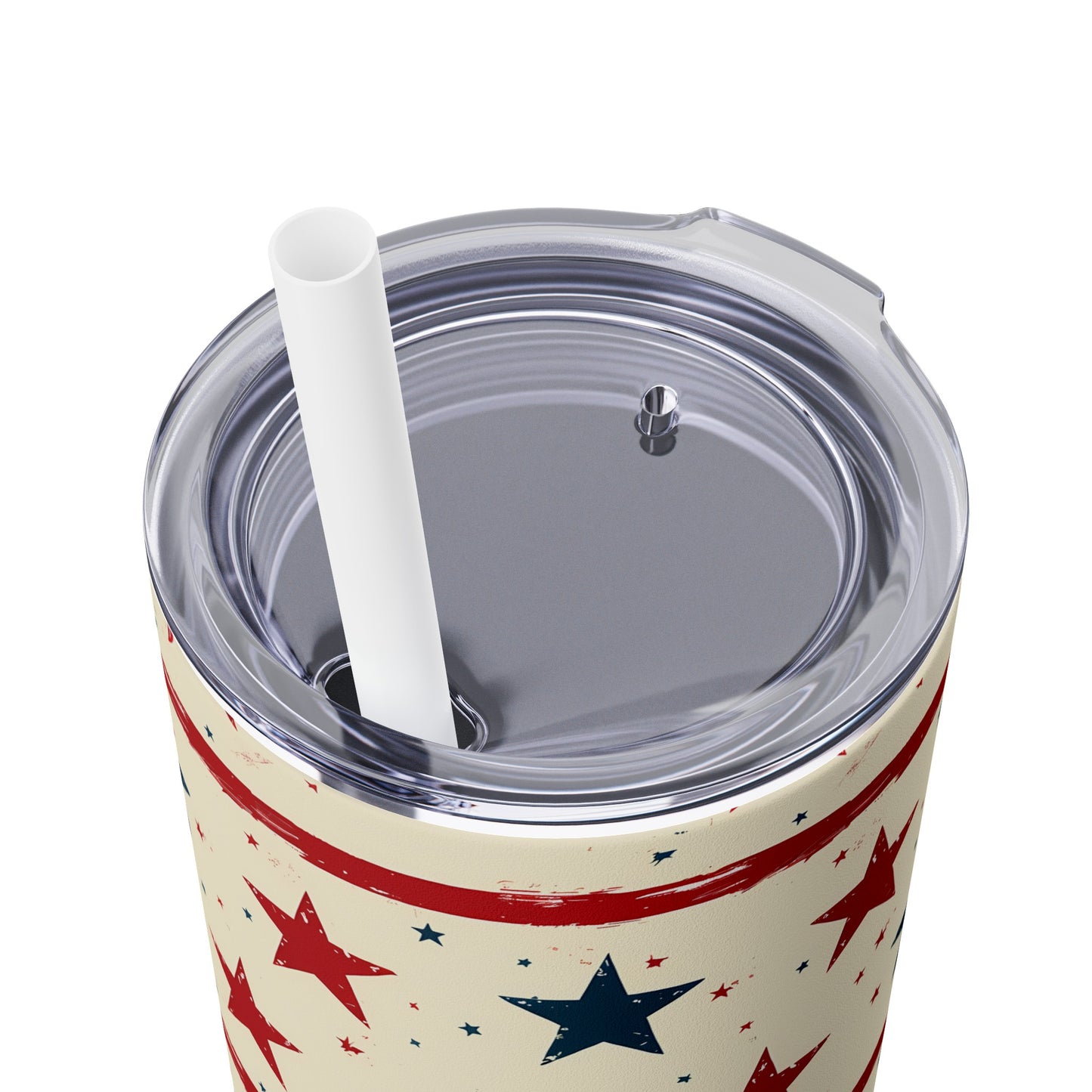 Stainless Steel Tumbler with Lid & Straw, 20 oz (Americana Stars & Stripes) Double-walled, Keeps Drinks Hot or Cold