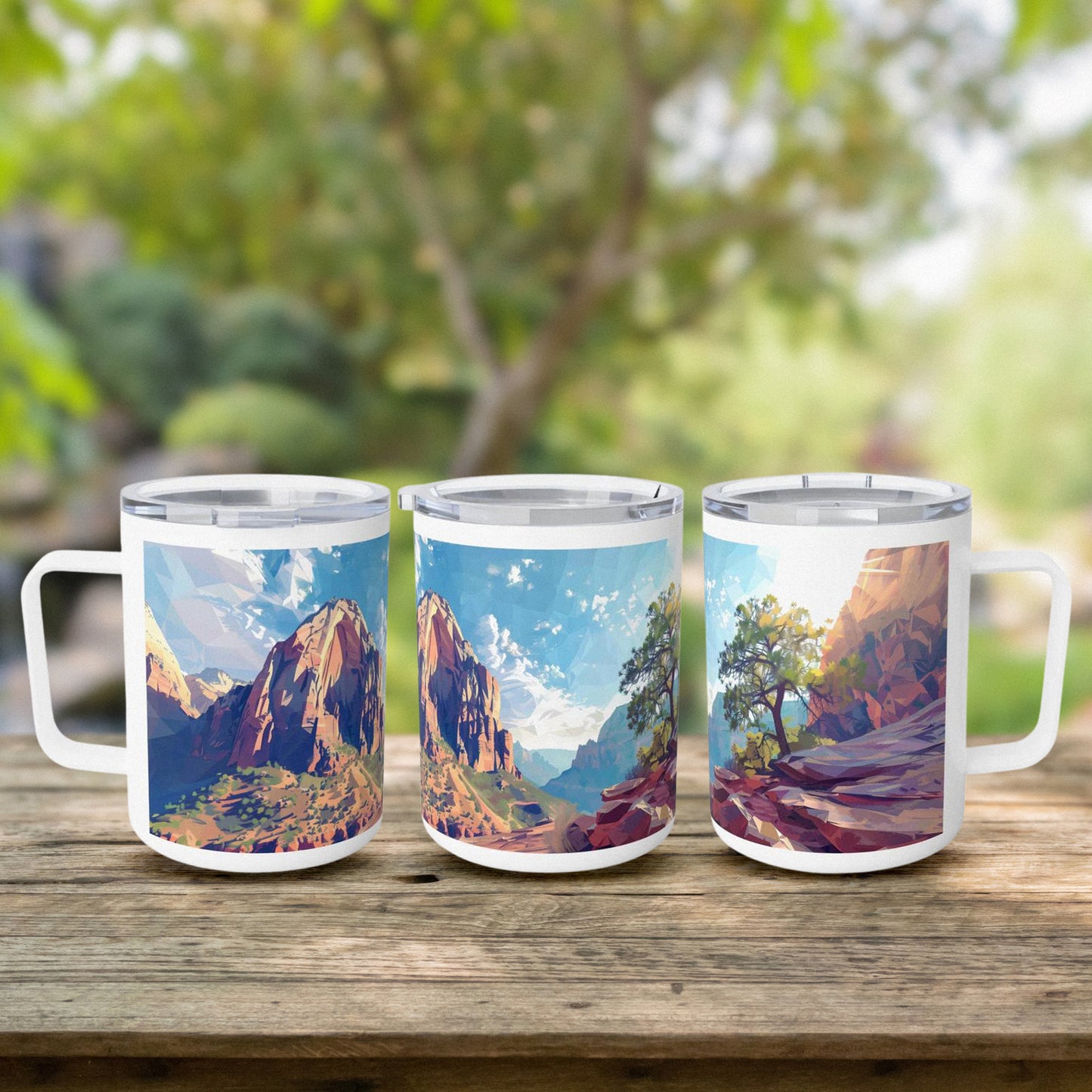 Insulated Coffee Mug with Zion National Park Design, 10 oz