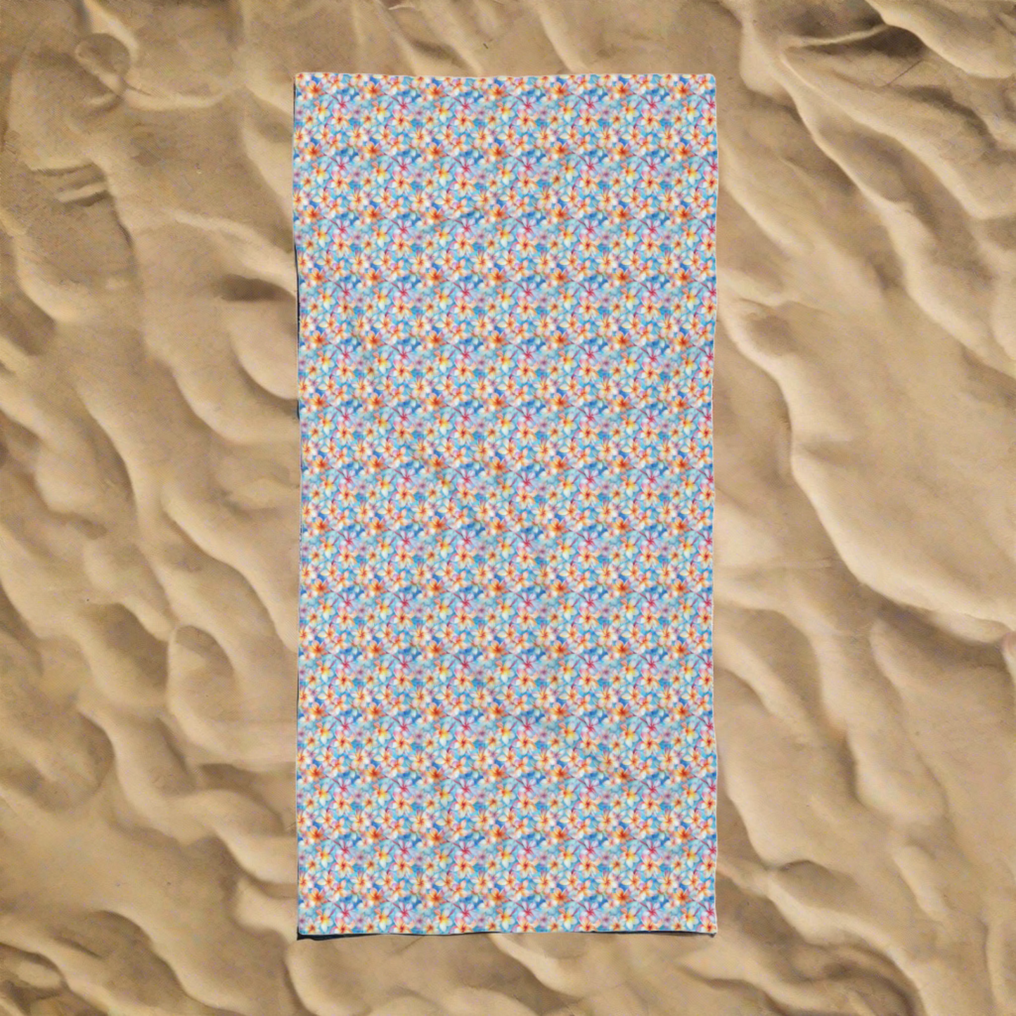 Oversized Microfiber Beach Towel with Liberty Print Plumeria Design (36" × 72")