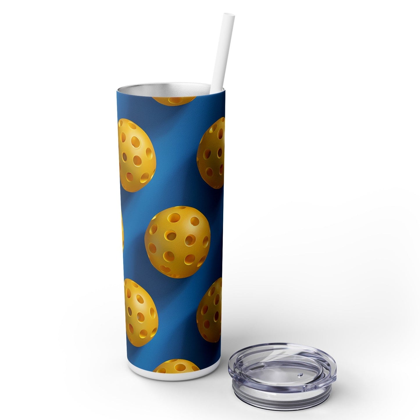 Stainless Steel Tumbler with Lid & Straw, 20 oz, 3D Pickle Ball Gift  - Double-walled, Keeps Drinks Hot or Cold