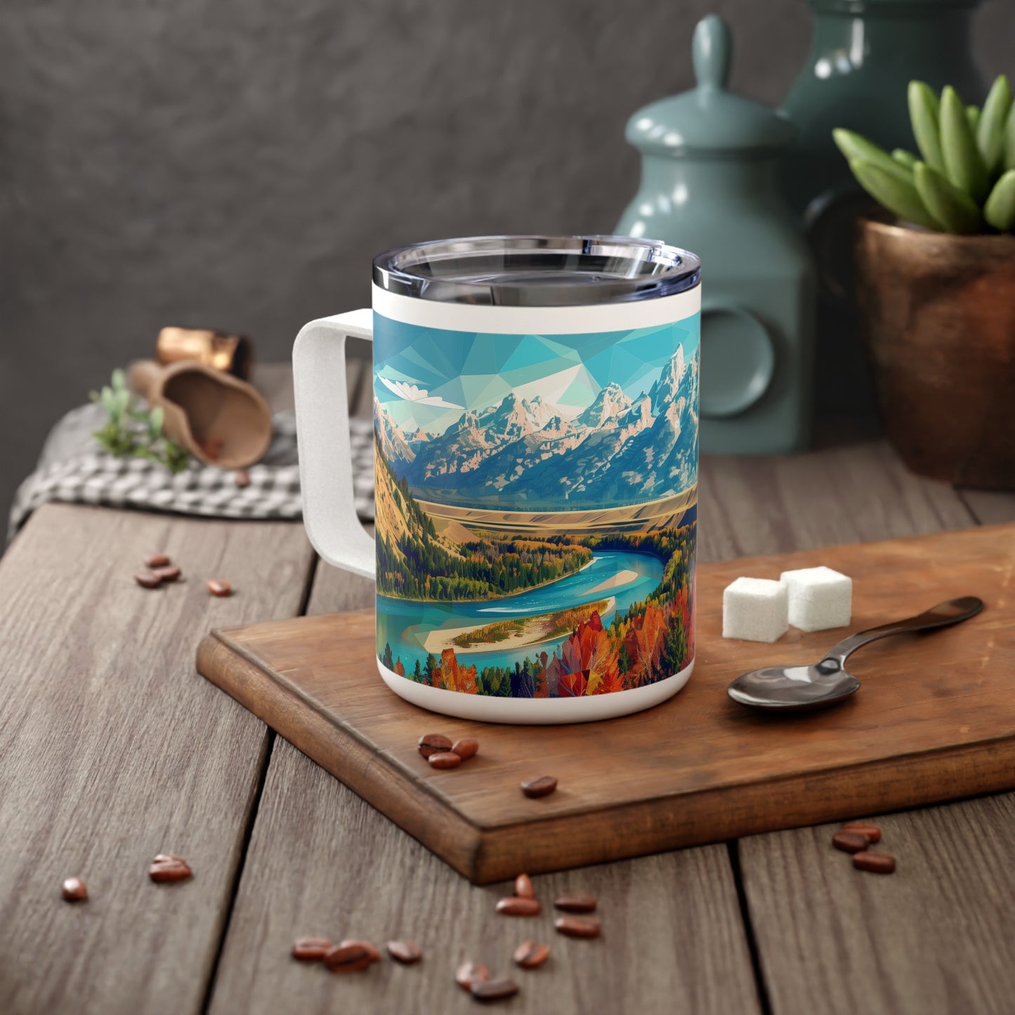 Insulated Coffee Mug with Grand Teton National Park Design, 10 oz