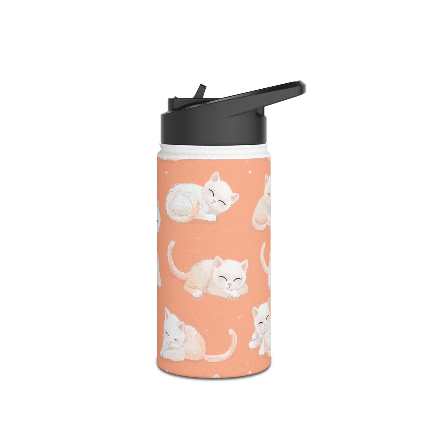 Insulated Water Bottle, 12oz, Cute Kittens - Double Walled Stainless Steel Thermos, Keeps Drinks Hot or Cold