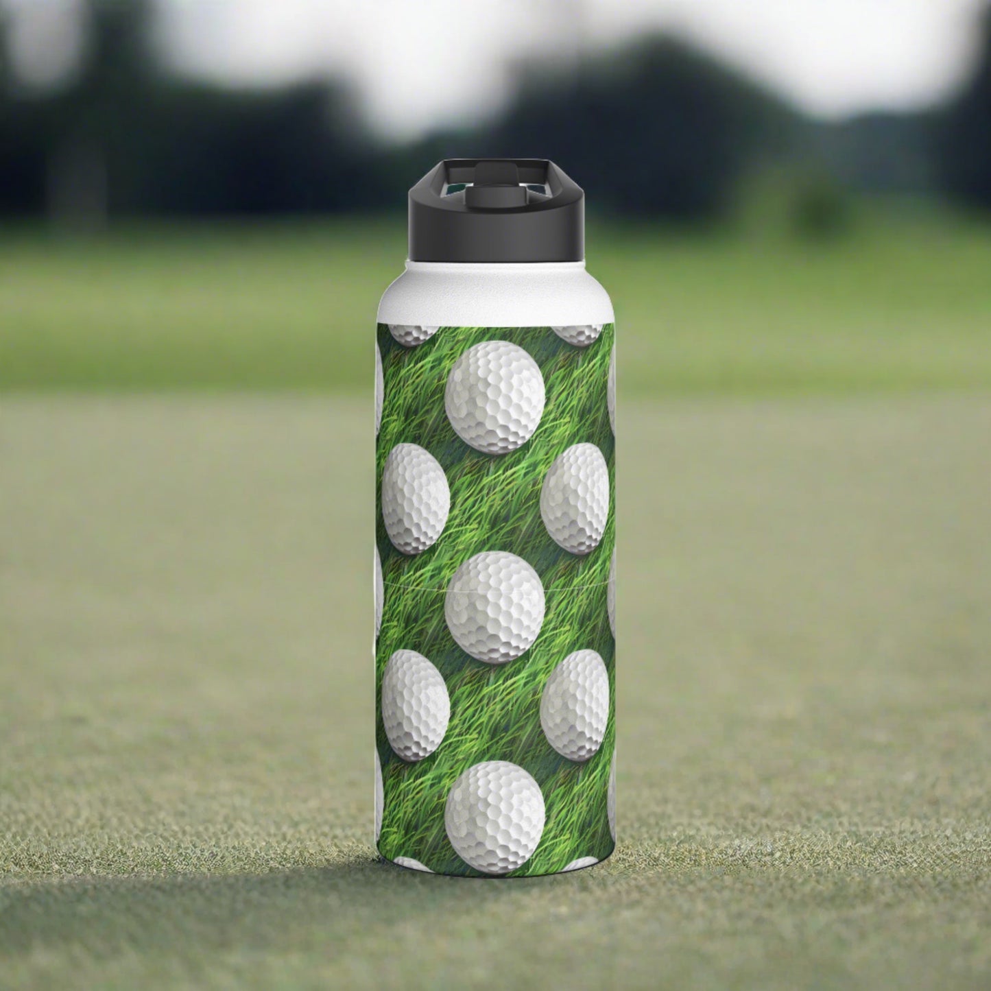 Stainless Steel Water Bottle Thermos, 32oz, 3D Golf Ball - Double Wall Insulation Keeps Drinks Hot or Cold