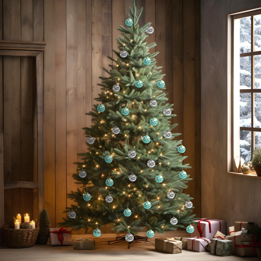 Set of 4 Crystal Blue Mercury Glass Ornaments (3.15 Inch Classic Twist Ball) - Perfect for Christmas Tree, Hanging Holiday Decoration, Gifts & Home Decor