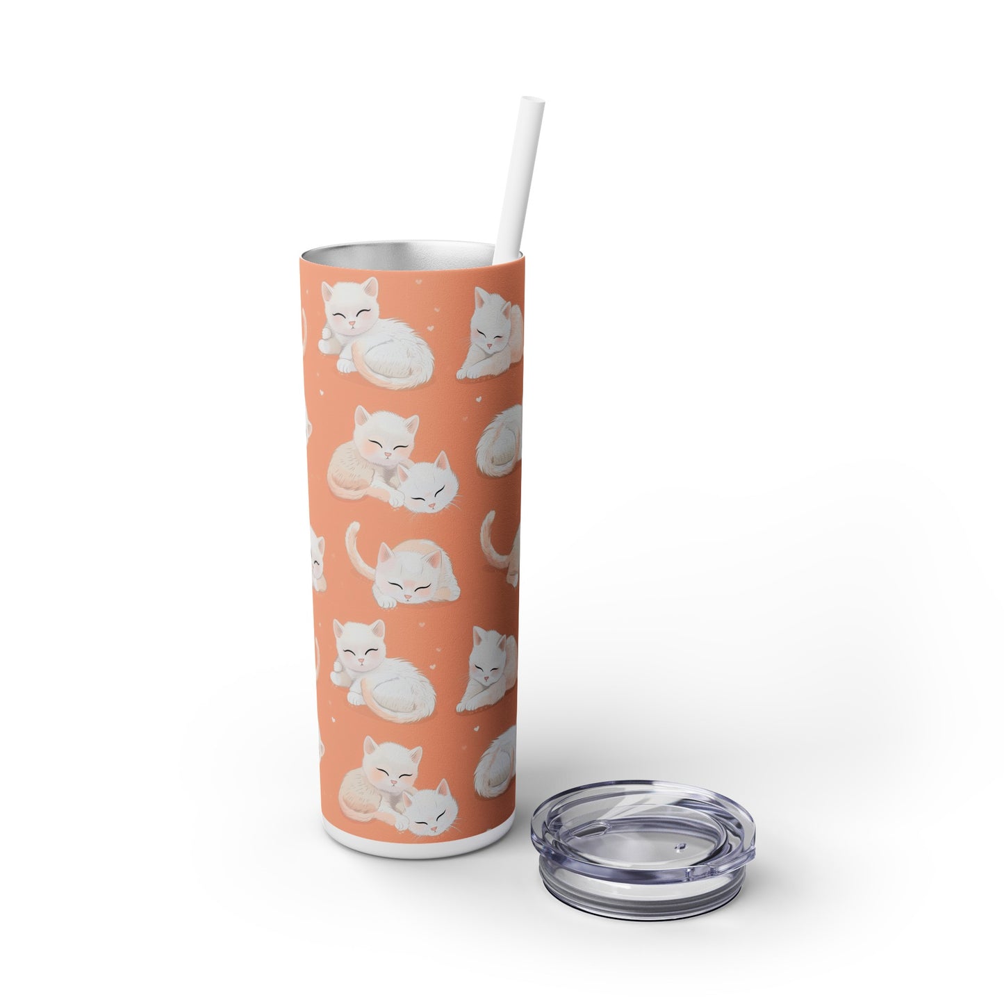 Insulated 20 oz Tumbler with Lid & Straw, Cute Baby Kittens - Double-walled Stainless Steel, Keeps Drinks Hot or Cold