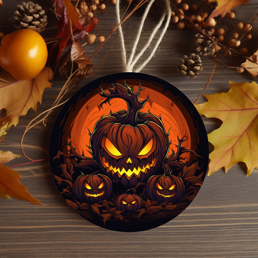 Scary Pumpkin Jack-O-Lantern Halloween Ornament for Mini Tree Decoration