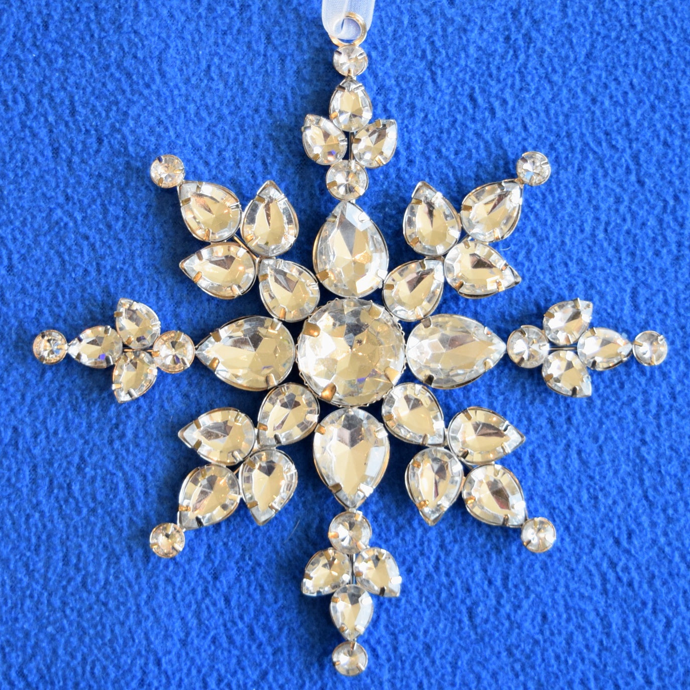 Set of 3 Jeweled Rhinestone Snowflake Ornaments (6.25" Diamond Burst Design) - Perfect for Christmas Tree, Hanging Holiday Decoration, Gifts & Decor