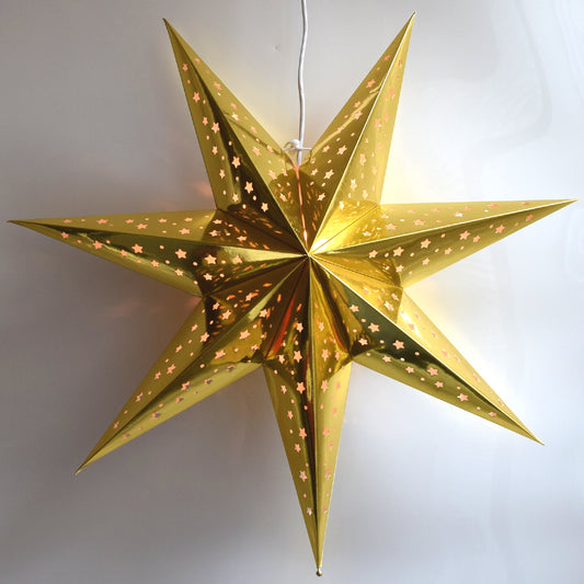 Paper Star Lantern Decoration (Galaxy Gold 7-Point Shining Star) - WillBrite.com - Gifts & Décor that Make People Happy