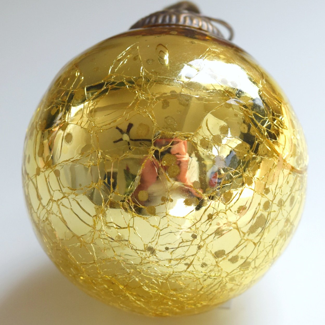 5 Regal Beaded Antique Gold Mercury Glass Ornament - Decorator's