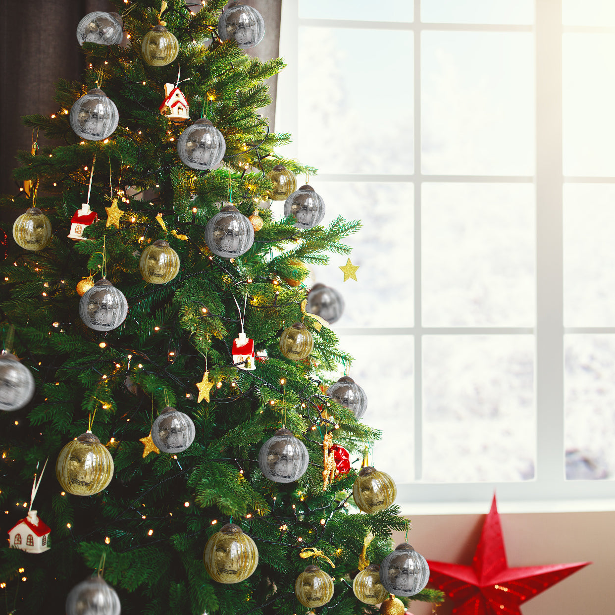 Set of 4 Gold Mercury Glass Ornaments (3.15 Inch Grooved Crackle Ball) - Perfect for Christmas Tree, Hanging Holiday Decoration, Gifts & Home Decor - WillBrite.com - Gifts & Décor that Make People Happy