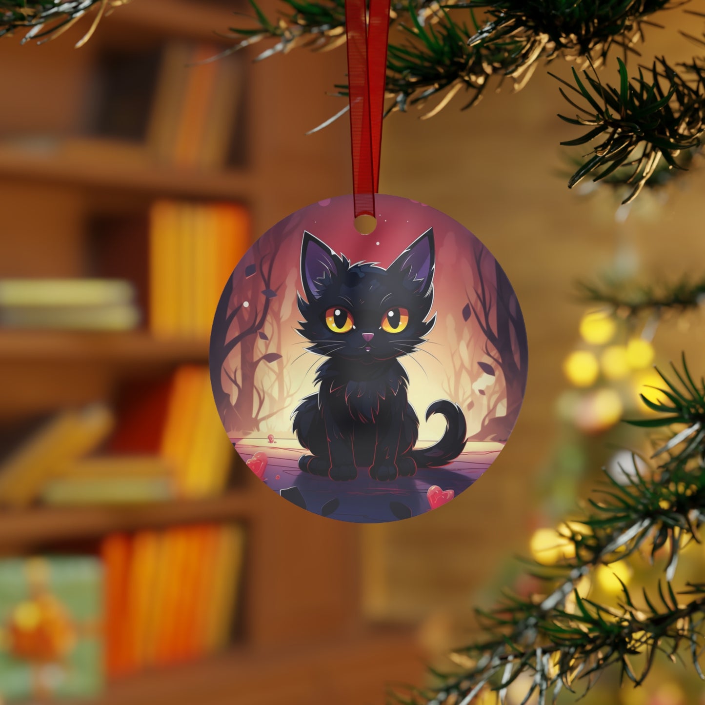 Cute Black Cat Halloween Ornament for Mini Tree Decoration