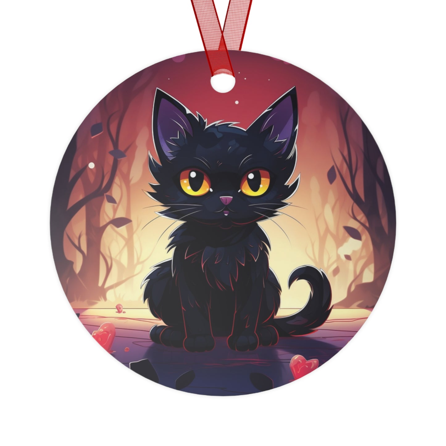 Cute Black Cat Halloween Ornament for Mini Tree Decoration