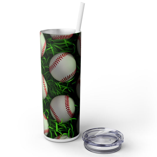 Stainless Steel Tumbler with Lid & Straw, 20 oz, 3D Baseball Gift  - Double-walled, Keeps Drinks Hot or Cold