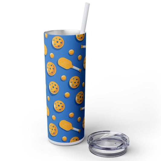 Stainless Steel Tumbler with Lid & Straw, 20 oz, Pickle Ball Paddles - Double-walled, Keeps Drinks Hot or Cold