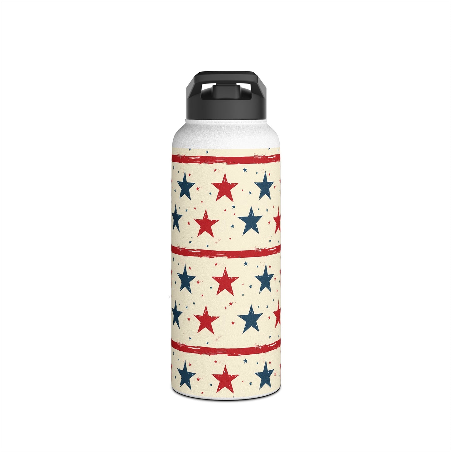 Stainless Steel Water Bottle Thermos, 32oz, Stars & Stripes - Double Wall Insulation Keeps Drinks Hot or Cold